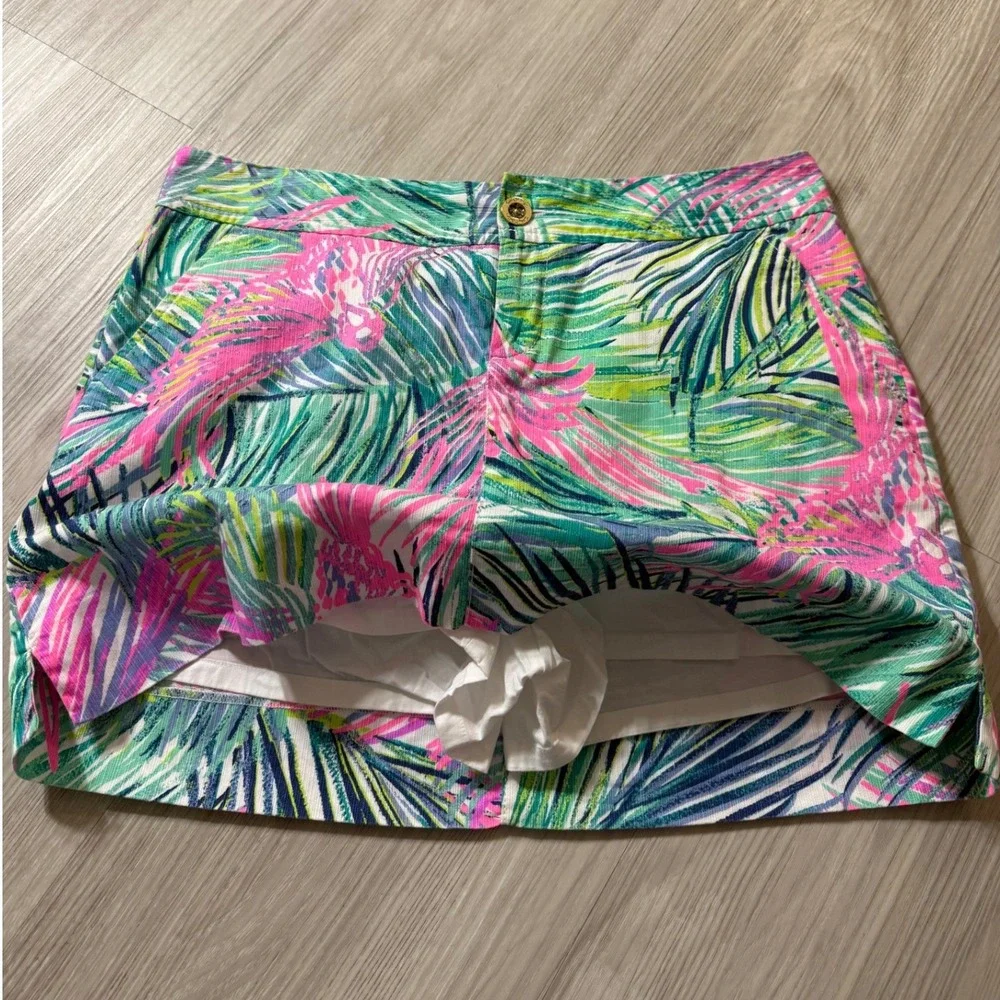 Lilly Pulitzer Madison Skort Size 6 Tropical Palm Parrot Print Pink Green Mini